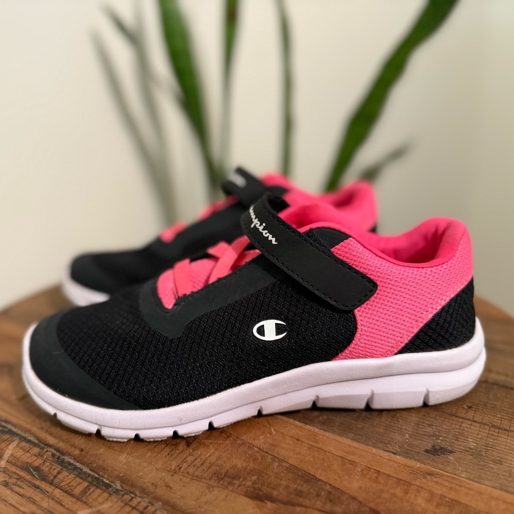Champion Black and Pink Sneakers with Velcro Strap